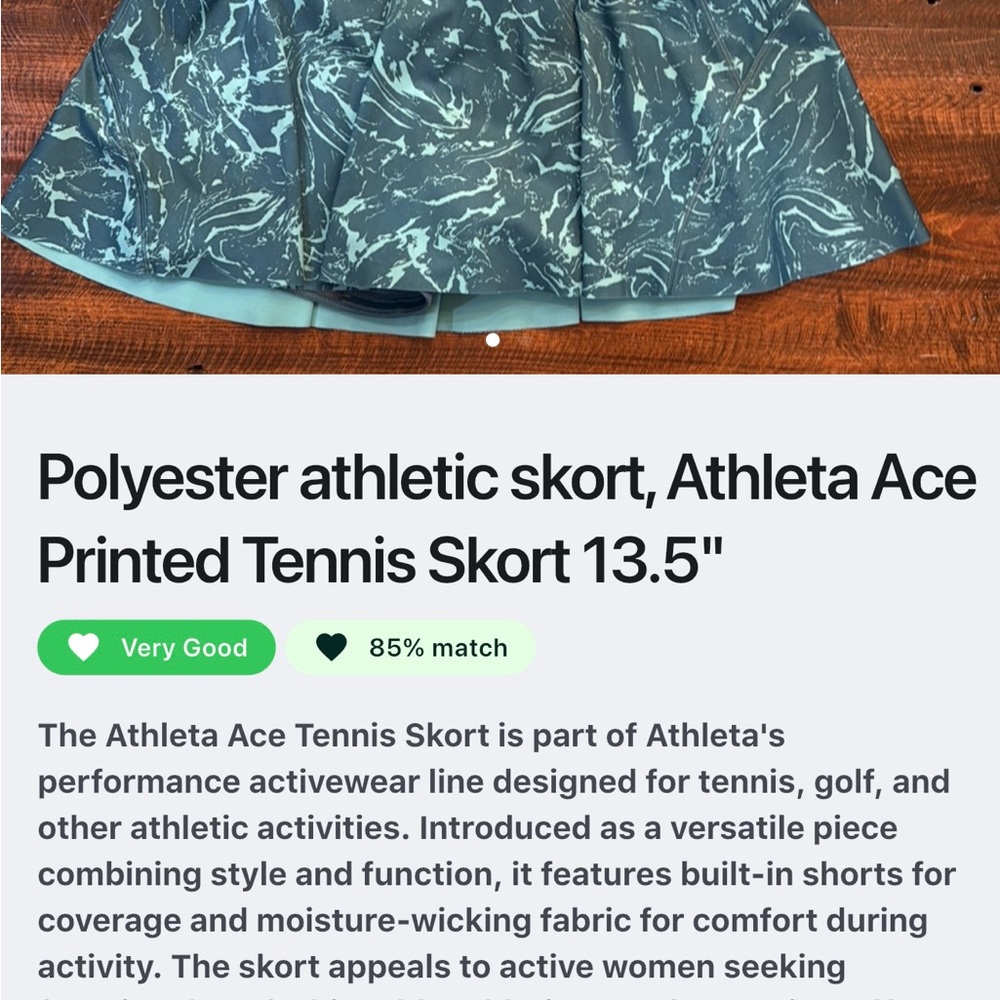 Athleta Teal and Light Blue Marble Skort - Picture 4 of 4